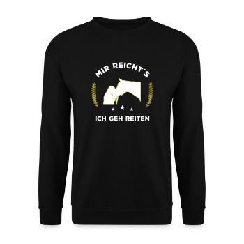 Mir Reichts Ich Geh Reiten Pferd Reiten Geschenk - Unisex Pullover - Schwarz - Vorne - Alina (178cm) & Michal (187cm)