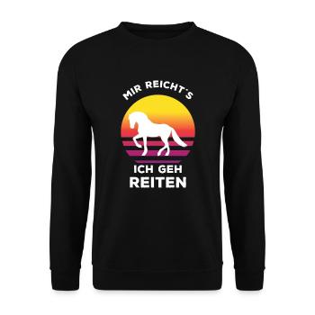 Pferd Mir Reichts Ich Geh Reiten Sunset Spruch - Unisex Pullover - Schwarz - Vorne - Alina (178cm) & Michal (187cm)