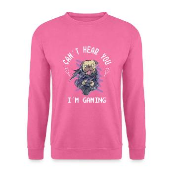 Can’t Hear You I’m Gaming Mops Kawaii - Sweat-shirt Unisexe - rose - Devant