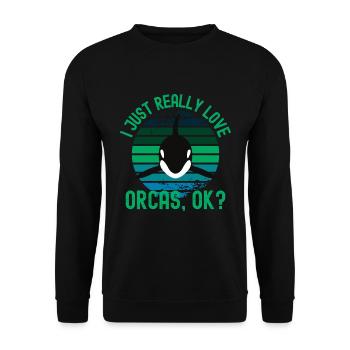 I Just Really Love Orcas - Unisex Pullover - Schwarz - Vorne - Alina (178cm) & Michal (187cm)