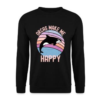 Orcas Machen Sie mich glücklich - Unisex Pullover - Schwarz - Vorne - Alina (178cm) & Michal (187cm)