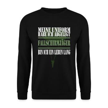 Fallschirmjäger Bundeswehr Sprüche Militär - Unisex Pullover - Schwarz - Vorne - Alina (178cm) & Michal (187cm)