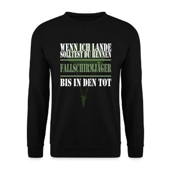 Fallschirmjäger Bundeswehr Sprüche Militär - Unisex Pullover - Schwarz - Vorne - Alina (178cm) & Michal (187cm)