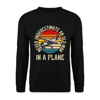 Never Underestimate Old Man In A Plane - Unisex Sweatshirt - black - Front - Alina (178cm) & Michal (187cm)