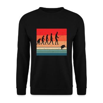 Angeln Evolution Vintage - Unisex Pullover - Schwarz - Vorne - Alina (178cm) & Michal (187cm)