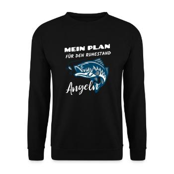 Angeln Rentner Angler Ruhestand Spruch - Unisex Pullover - Schwarz - Vorne - Alina (178cm) & Michal (187cm)