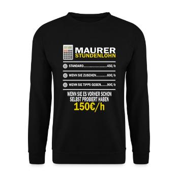 Maurer Lustig Bauarbeiter Meister Handwerk - Unisex Pullover - Schwarz - Vorne - Alina (178cm) & Michal (187cm)