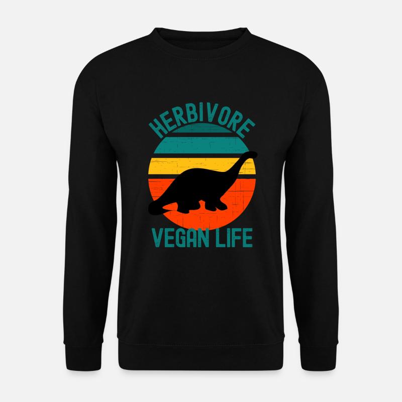 Pflanzenfresser Dinosaurier Vegan Leben Retro - Unisex Pullover - Schwarz