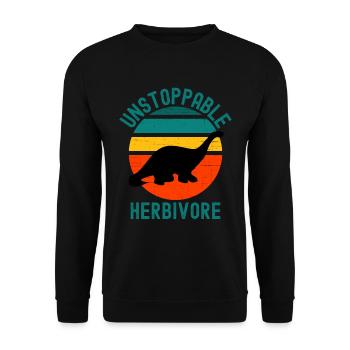 Unaufhaltsamer Pflanzenfresser Dinosaurier Vegan - Unisex Pullover - Schwarz - Vorne - Alina (178cm) & Michal (187cm)
