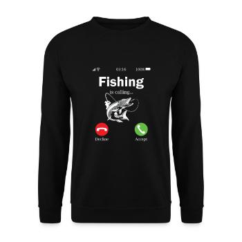 Fishing Is Calling Funny Cell Phone - Unisex Sweatshirt - black - Front - Alina (178cm) & Michal (187cm)