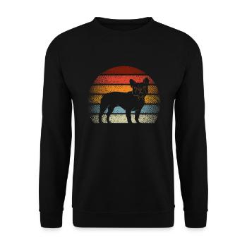Bouledogue française Frenchie chien rétro - Sweat-shirt Unisexe - noir - Devant - Alina (178cm) & Michal (187cm)