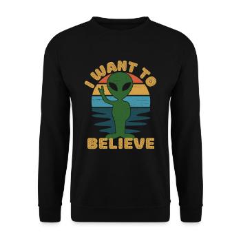 Je veux croire alien soucoupe volante - Sweat-shirt Unisexe - noir - Devant - Alina (178cm) & Michal (187cm)