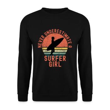 Never Underestimate A Surfer Girl - Unisex Sweatshirt - black - Front - Alina (178cm) & Michal (187cm)