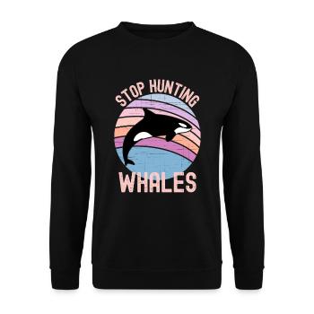 Stoppt die Jagd auf Wale - Unisex Pullover - Schwarz - Vorne - Alina (178cm) & Michal (187cm)