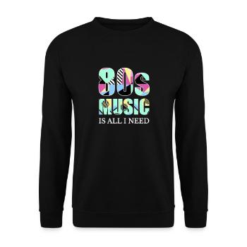 80er Jahre Musik ist alles, was ich achtziger Jahre Retro - Unisex Pullover - Schwarz - Vorne - Alina (178cm) & Michal (187cm)