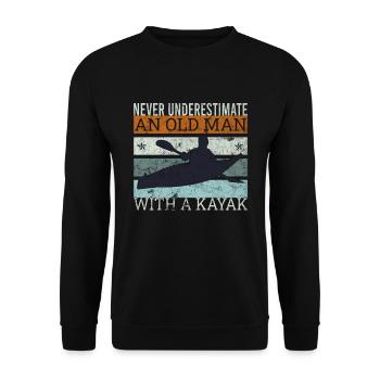 Old Man With A Kayak Kayaking Paddle - Unisex Sweatshirt - black - Front - Alina (178cm) & Michal (187cm)