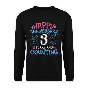 Wedding Happy Anniversary 3 Years and Counting - Unisex Sweatshirt - black - Front - Alina (178cm) & Michal (187cm)