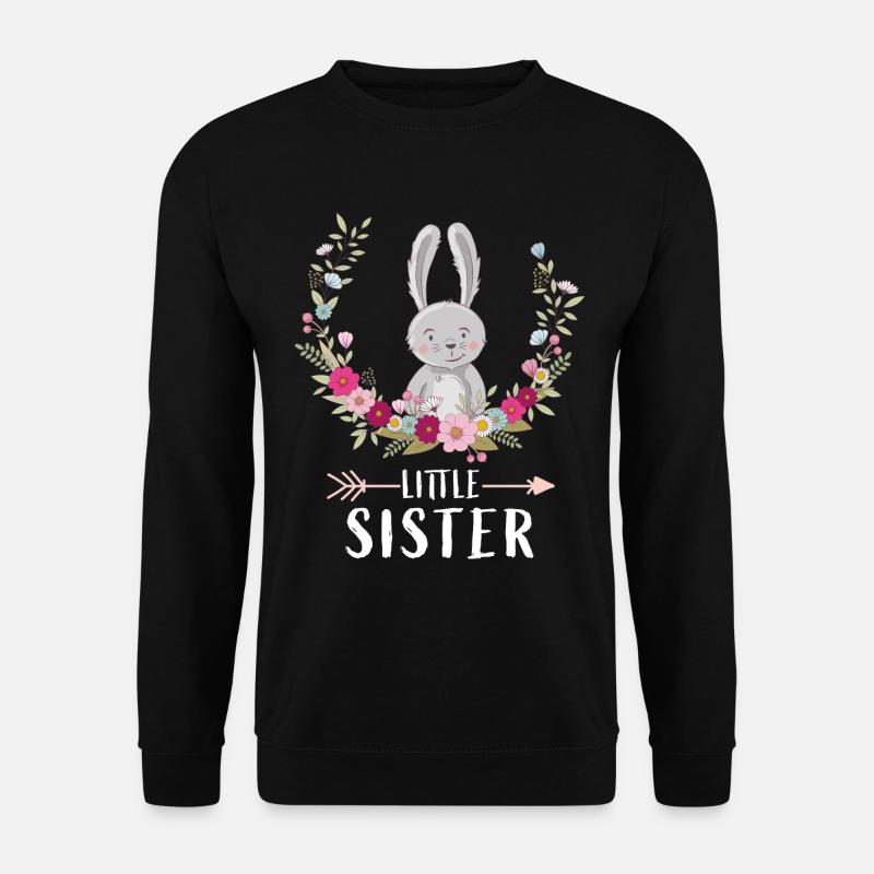 Little Sister Big Sister Blumenkranz Hase Geschenk - Unisex Pullover - Schwarz