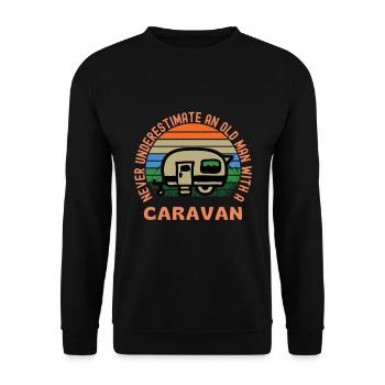 Alter Mann mit einer Karawane lustige Caravanning - Unisex Pullover - Schwarz - Vorne - Alina (178cm) & Michal (187cm)
