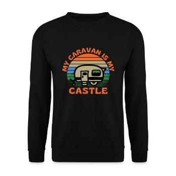 Meine Karawane ist mein Schloss Caravanning - Unisex Pullover - Schwarz - Vorne - Alina (178cm) & Michal (187cm)