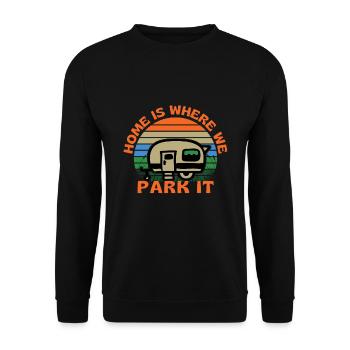Caravan Home ist, wo wir parken Es Camping - Unisex Pullover - Schwarz - Vorne - Alina (178cm) & Michal (187cm)