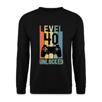 Level 40 Entsperrt lustige sammonte Spiele - Unisex Pullover - Schwarz - Vorne - Alina (178cm) & Michal (187cm)