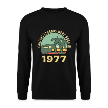 Campinglegenden Geboren 1977 Caravan - Unisex Pullover - Schwarz - Vorne - Alina (178cm) & Michal (187cm)