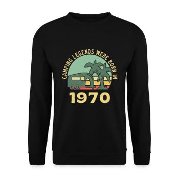 Campinglegenden Geboren 1970 Caravan - Unisex Pullover - Schwarz - Vorne - Alina (178cm) & Michal (187cm)