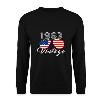 Vintage 1963 Coole Sonnenbrille USA Flagge - Unisex Pullover - Schwarz - Vorne - Alina (178cm) & Michal (187cm)
