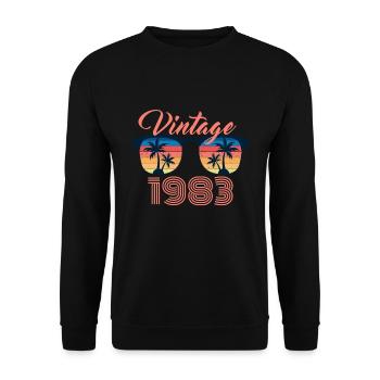 Vintage 1983 Lustige Sonnenbrille Palme - Unisex Pullover - Schwarz - Vorne - Alina (178cm) & Michal (187cm)