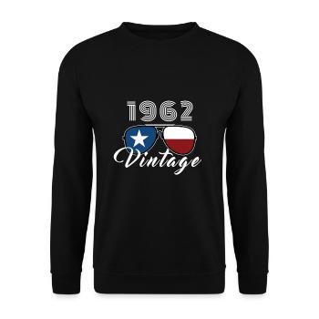Vintage 1962 Cool Sunglasses USA Flag - Unisex Sweatshirt - black - Front - Alina (178cm) & Michal (187cm)