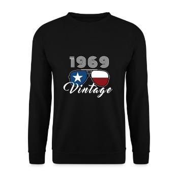 Vintage 1969 Cool Sunglasses USA Flag - Unisex Sweatshirt - black - Front - Alina (178cm) & Michal (187cm)