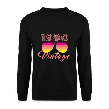 Vintage 1980 Cool Sunglasses Retro Pink - Unisex Sweatshirt - black - Front - Alina (178cm) & Michal (187cm)