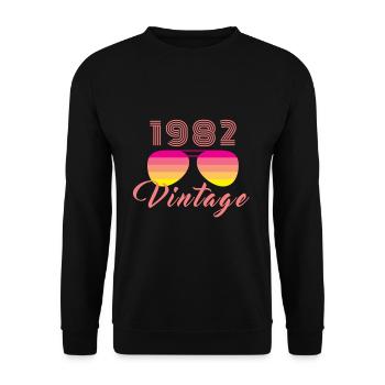 Vintage 1982 Coole Sonnenbrille Retro Pink - Unisex Pullover - Schwarz - Vorne - Alina (178cm) & Michal (187cm)