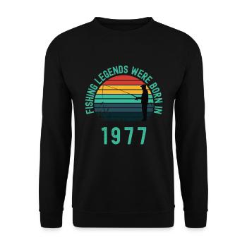 Angellegenden wurden 1977 geboren - Unisex Pullover - Schwarz - Vorne - Alina (178cm) & Michal (187cm)