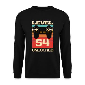 Level 54 Unlocked Funny Gaming - Unisex Sweatshirt - black - Front - Alina (178cm) & Michal (187cm)