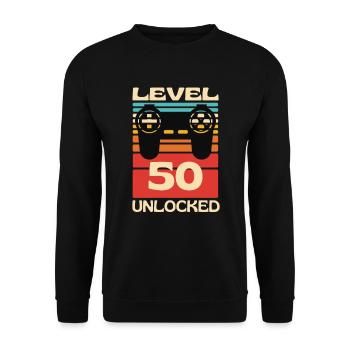 Level 50 Unlocked Funny Gaming - Unisex Sweatshirt - black - Front - Alina (178cm) & Michal (187cm)