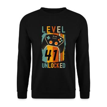 Level 41 Unlocked Funny Gaming - Unisex Sweatshirt - black - Front - Alina (178cm) & Michal (187cm)