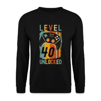 Level 40 freigeschaltetes lustiges Spielen - Unisex Pullover - Schwarz - Vorne - Alina (178cm) & Michal (187cm)