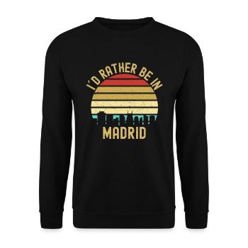 I Would Rather Be In Madrid City - Unisex Sweatshirt - black - Front - Alina (178cm) & Michal (187cm)