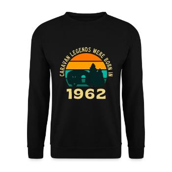 Campinglegenden Geboren 1962 Caravan - Unisex Pullover - Schwarz - Vorne - Alina (178cm) & Michal (187cm)