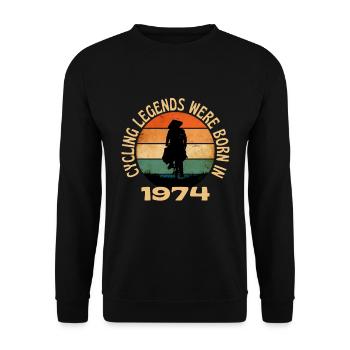 Cycling Legends Were Born In 1974 - Unisex Sweatshirt - black - Front - Alina (178cm) & Michal (187cm)