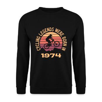 Les légendes du cyclisme sont nées en 1974 - Sweat-shirt Unisexe - noir - Devant - Alina (178cm) & Michal (187cm)
