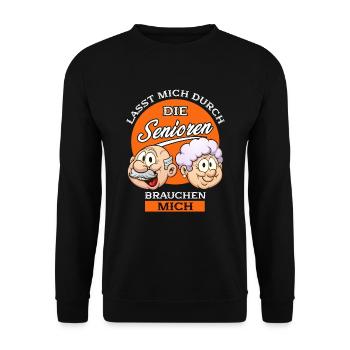 Die Senioren Brauchen Mich Krankenpflegerin - Unisex Pullover - Schwarz - Vorne - Alina (178cm) & Michal (187cm)