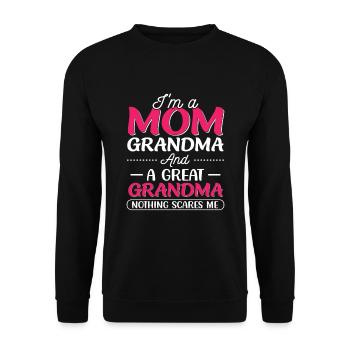 At A Mom Grandma Great Grandma Nothing Scares Me - Unisex Sweatshirt - black - Front - Alina (178cm) & Michal (187cm)