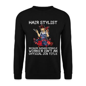 Friseur Barbier Friseurin Friseursalon Barber - Unisex Pullover - Schwarz - Vorne - Alina (178cm) & Michal (187cm)