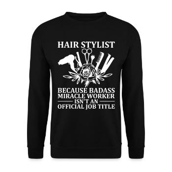 Friseur Barbier Friseurin Friseursalon Barber - Unisex Pullover - Schwarz - Vorne - Alina (178cm) & Michal (187cm)