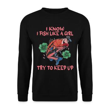Pêche Pêche Pêcheur Pêche Canne à pêche - Sweat-shirt Unisexe - noir - Devant - Alina (178cm) & Michal (187cm)