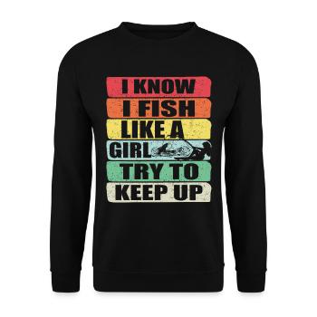 Pêche Pêche Pêcheur Pêche Canne à pêche - Sweat-shirt Unisexe - noir - Devant - Alina (178cm) & Michal (187cm)