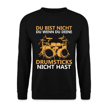 Drummer Drumsticks Schlagzeug Musiker - Unisex Pullover - Schwarz - Vorne - Alina (178cm) & Michal (187cm)